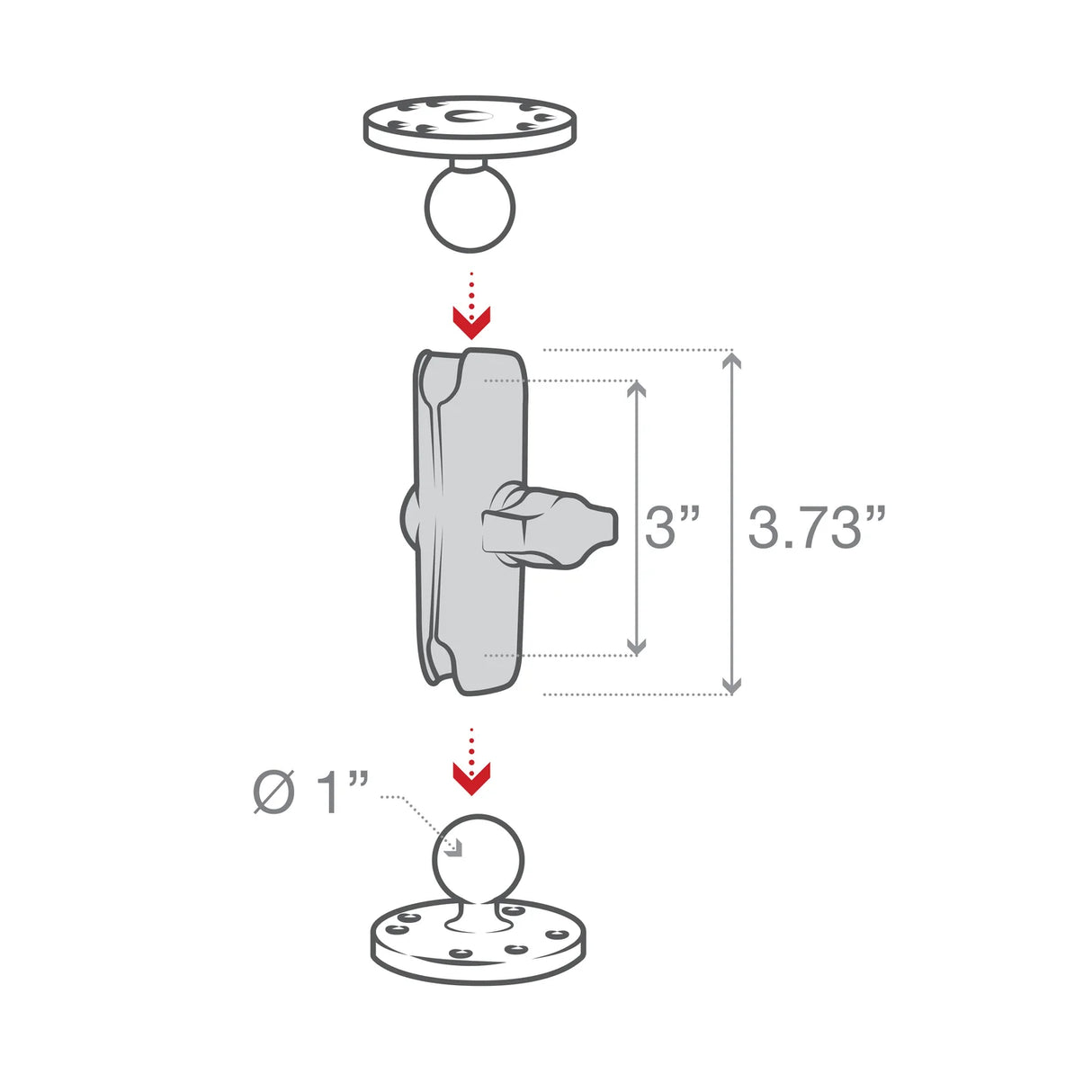 RAM MOUNT HANDLEBAR U-BOLT BASE WITH DOUBLE SOCKET ARM