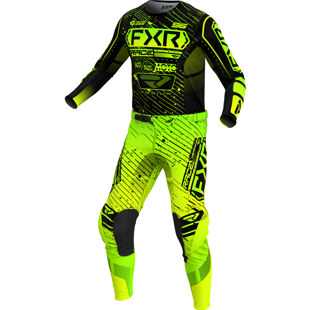 FXR PODIUM MX COMBO 2025 (Black Hivis Lime)